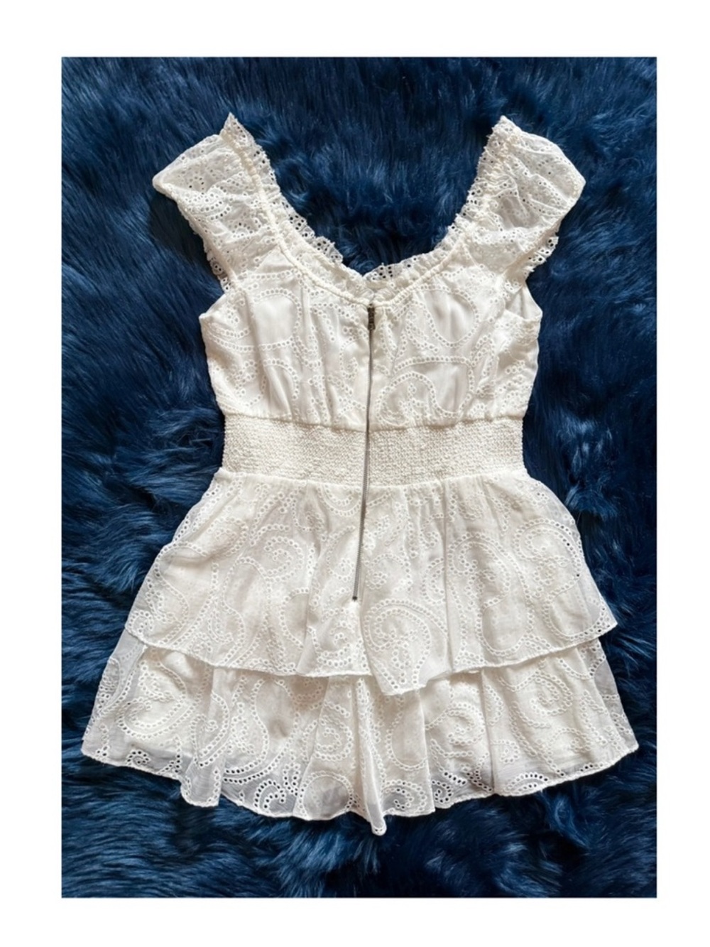 New! ALICE + OLIVIA Gracie Eyelet Lace Ruffle Dress Romper - Picture 7 of 9